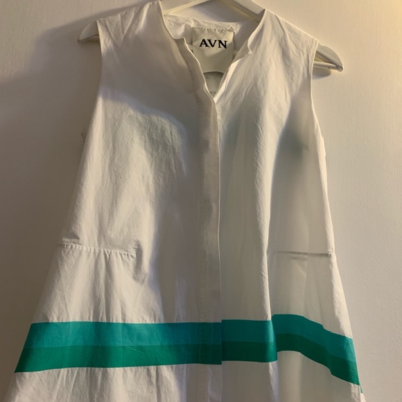 AVN Italy button down white dress preppy sz 40 8 - Picture 4 of 7